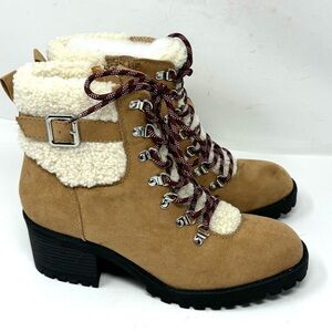 Madden Girl Platform Hiking Boots Faux Sherpa Lined Women’s Sz 7 NEW